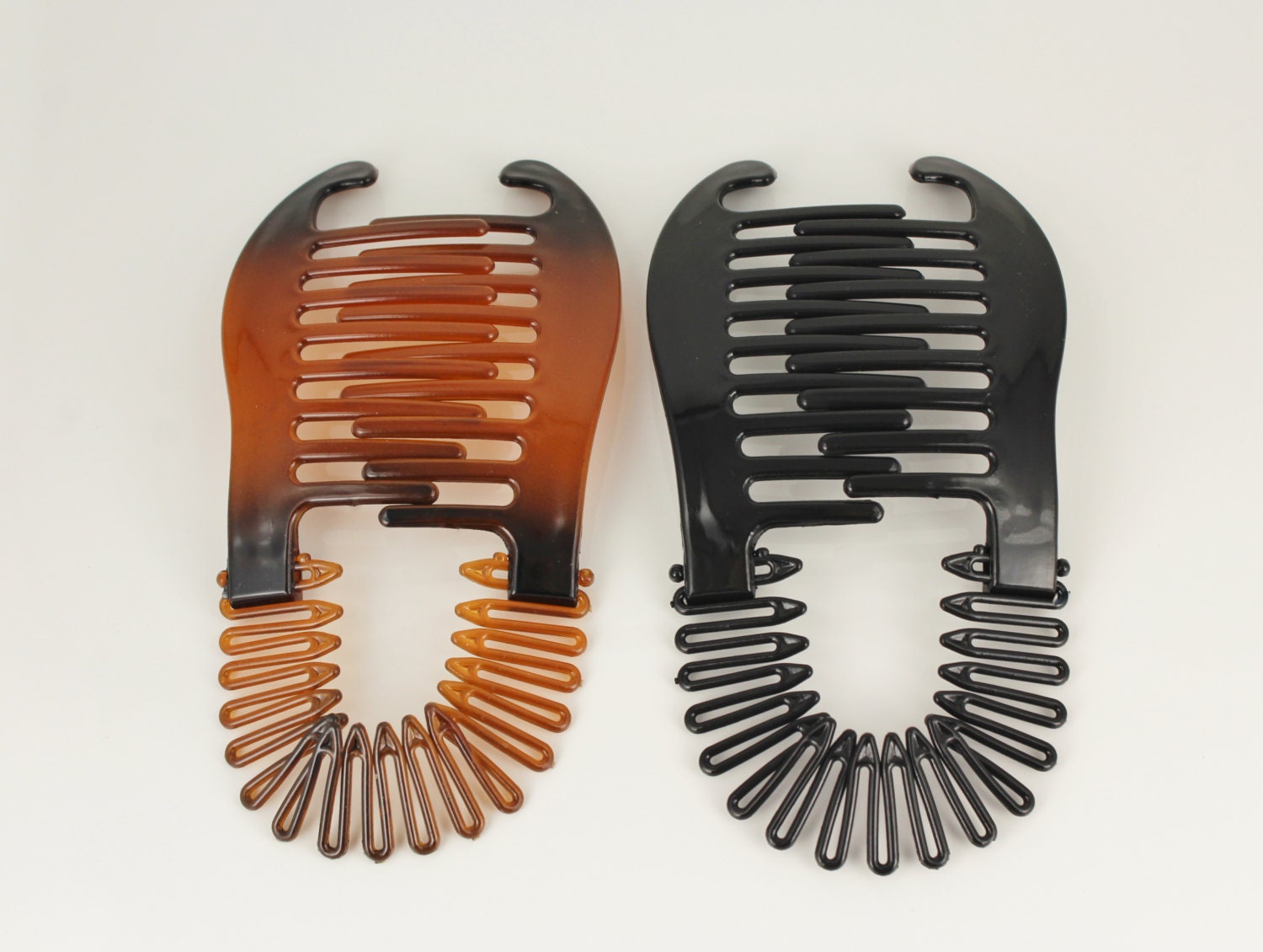 Plastic interlocking banana clip hair pony tail comb flex