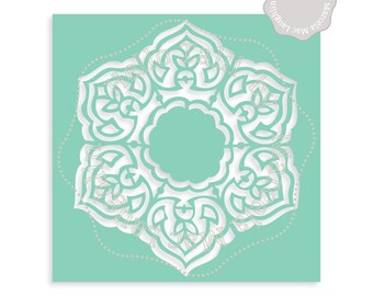 Mandala Stencil MANDALA SVG Cut file + Clipart- Decorative Indian Arabesque Flower template Svg Dxf Studio3 Png DIY round stencil Home Decor