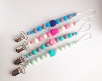 Silicone Pacifier Clip, Silicone Teether Clip, Silicone Beads, Baby Pacifier Clip, Paci Clip, Silicone Teether Holder