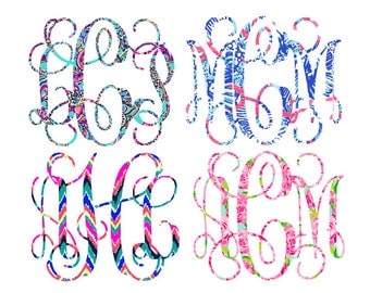 Lilly Pulitzer Inspired Monogram Decals | Lilly monogram sticker | Lily Lilly decal | Yeti monogram | Yeti sticker | DIY