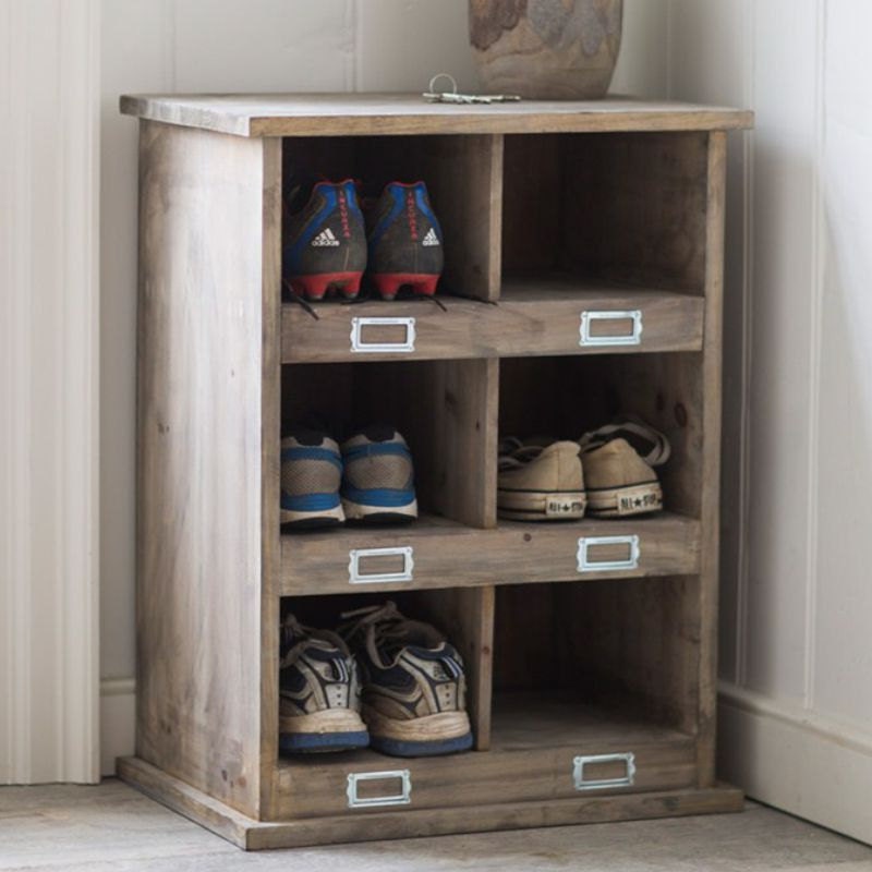 Vintage Style Wooden Shoe Storage Rack With 6 Cubby Holes