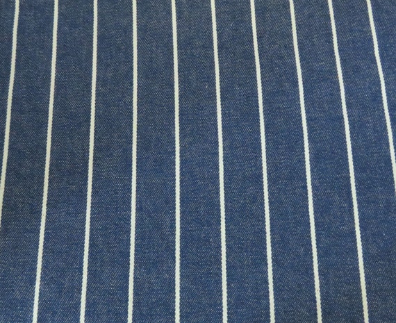 Wide Denim Fabric Striped Blue & White Cotton Denim Fabric