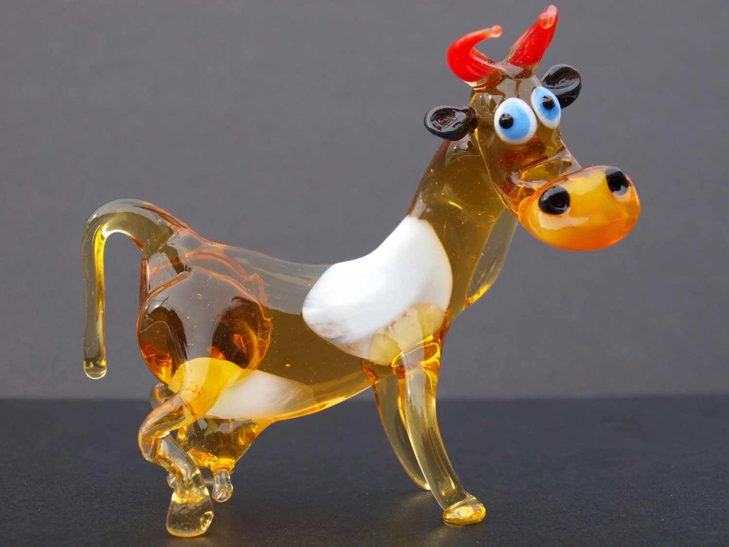 Glass Cow Figurine Cute Character Lamp work sculpture