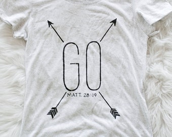 Womens T-shirt | Go | Matthew 5:18 | Soft Fitted Tee