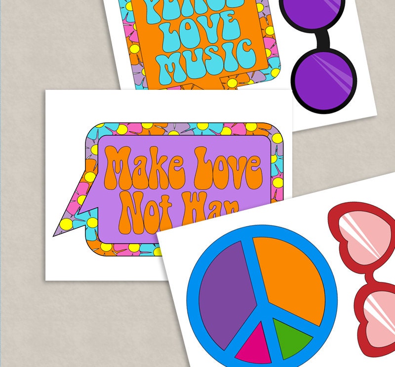 35 Hippie Themed Party Photo Booth Props Hippy Party props