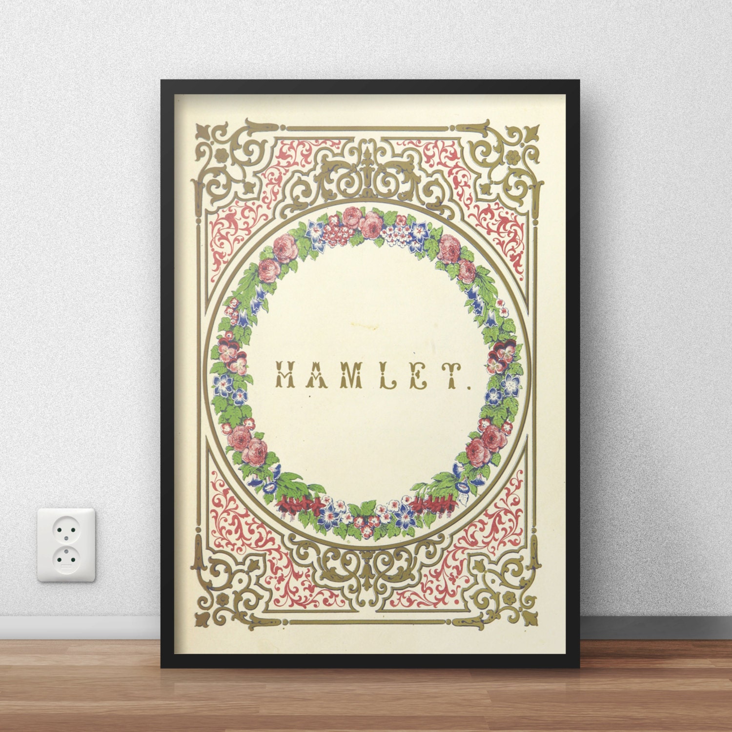 Hamlet book cover Flowers Gold Original Art Print Poster