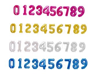 Number Balloons, 16", Small, Pink Gold, Silver, Blue,Number balloons Anniversaries Sweet 16 Wedding Age Milestone Birthdays