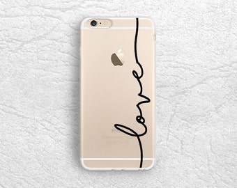 Black Love Cursive Lettering clear transparent phone case for iPhone 7, Samsung S8, S7 edge, Lg G6, Nexus 5x, Sony Z5, Google Pixel XL -A13