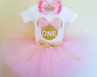 Minnie Mouse 1st Birthday Outfit , 1st Birthday Girl Outfit , First Birthday Outfit Girl , First Birthday Tutu Outfit , First Birthday