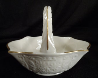 Lenox Fine Bone China Basket-Porcelain Basket-Candy Dish-Fruit Basket-Gold trimmed Ceramic Basket
