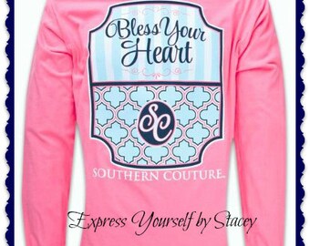 Southern Couture, Like Simply Southern, Bless Your Heart, Fall 2016, Comfort Colors, Comfort Collection, Peony, Long Sleeve Tee