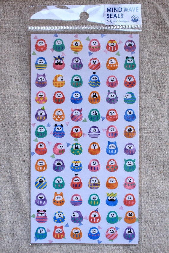 Japanese cute planner sticker sheet daruma mind wave