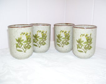 Takahashi Stoneware Cups Set of 4 70s Vintage