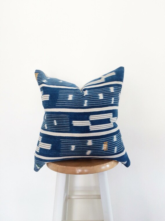 Authentic African Indigo Ikat Textile Pillow Cover