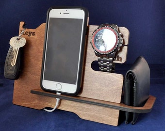 Wooden Valet Stand: Choice of Colours. Keys, Wallet, Phone, Watch, Apple Watch™