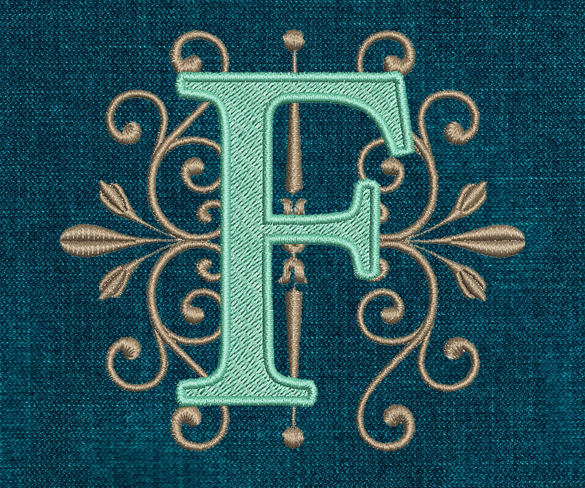 Initial Monogram Alphabet Set Machine Embroidery Design 26