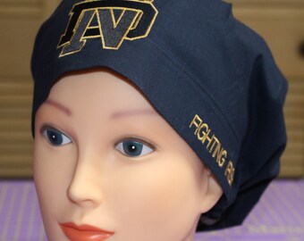 Women's Custom Embroidered Navy Blue Notre Dame Scrub, Chemo, Medical or Vet Cap