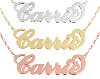 Sterling silver Name Necklace Sterling Silver Any Name Personalized Carrie Necklace 925