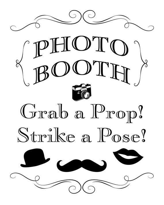 Printable Wedding Sign Photo booth Grab a prop Strike a