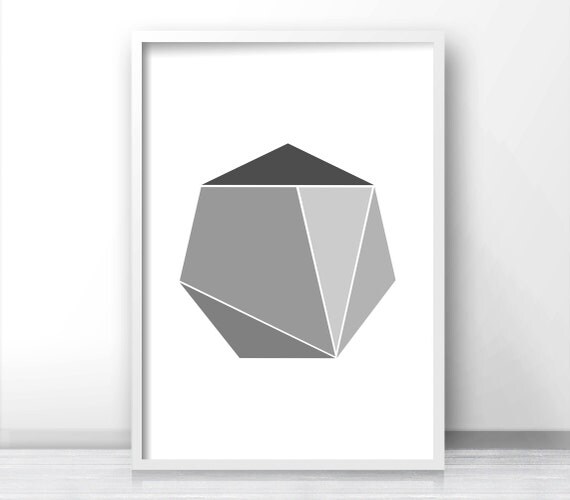 Gray Wall Art Print Geometric Art Digital Download Modern
