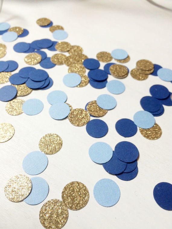 Navy Blue Light Blue & Gold Glitter Confetti by ConfettiGirls