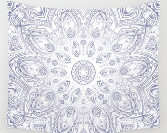 Blue Lotus Mandala Tapestry Wall Hanging Meditation Yoga Grunge Hippie