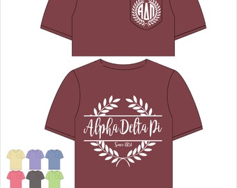 Alpha Delta Pi // A D Pi // Sorority Comfort Color Pocket Tee (Nobilis) Short Sleeve Tshirt // Greek Apparel // Choose Your Color