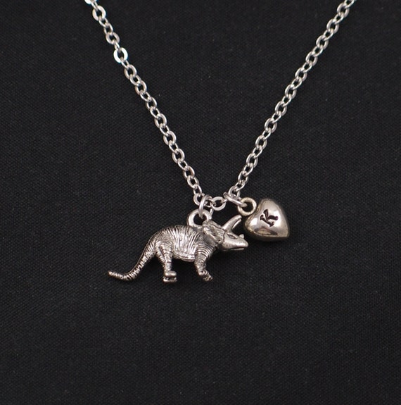 dinosaur necklace sterling silver filled initial necklace
