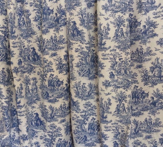 Vintage WAVERLY FRENCH Country Provincial Blue TOILE Valances