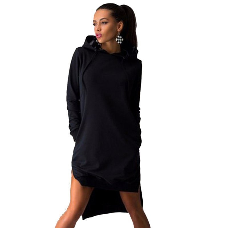 Women Fashion Sports Hoodie Long Sweatshirt Dress by HenleyMilford