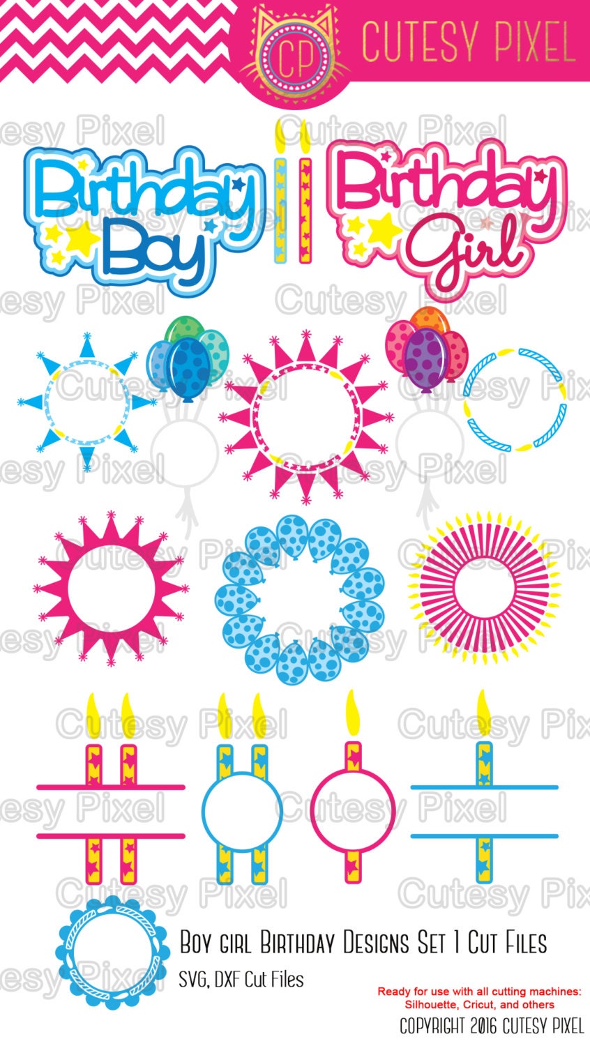 Download Bithday Monogram Frames Svg cutting file Happy by CutesyPixel