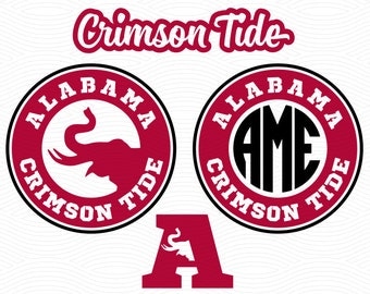 Alabama Crimson Tide Monogram Frame (SVG, EPS, DXF, Studio3) Cut Files for use with Silhouette Studio, Cricut Design Space, Cutting Machines