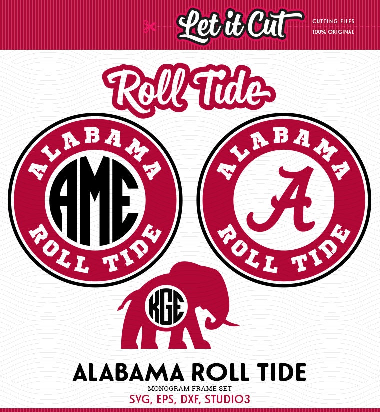 Download Alabama Roll Tide Monogram Frames SVG EPS DXF Studio3 Cut