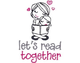 Childrens Library Sentiments Design 5 Filled Stitch Machine Embroidery Design 4x4 5x7 6x10