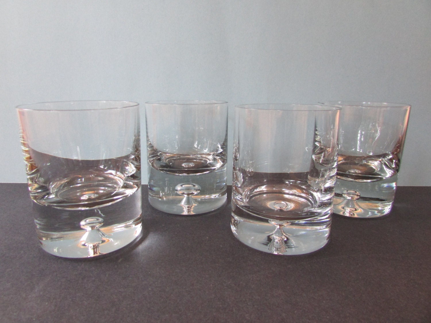 4 Krosno Crystal Bubble Tumbler Glasses/ Hand Blown Controlled