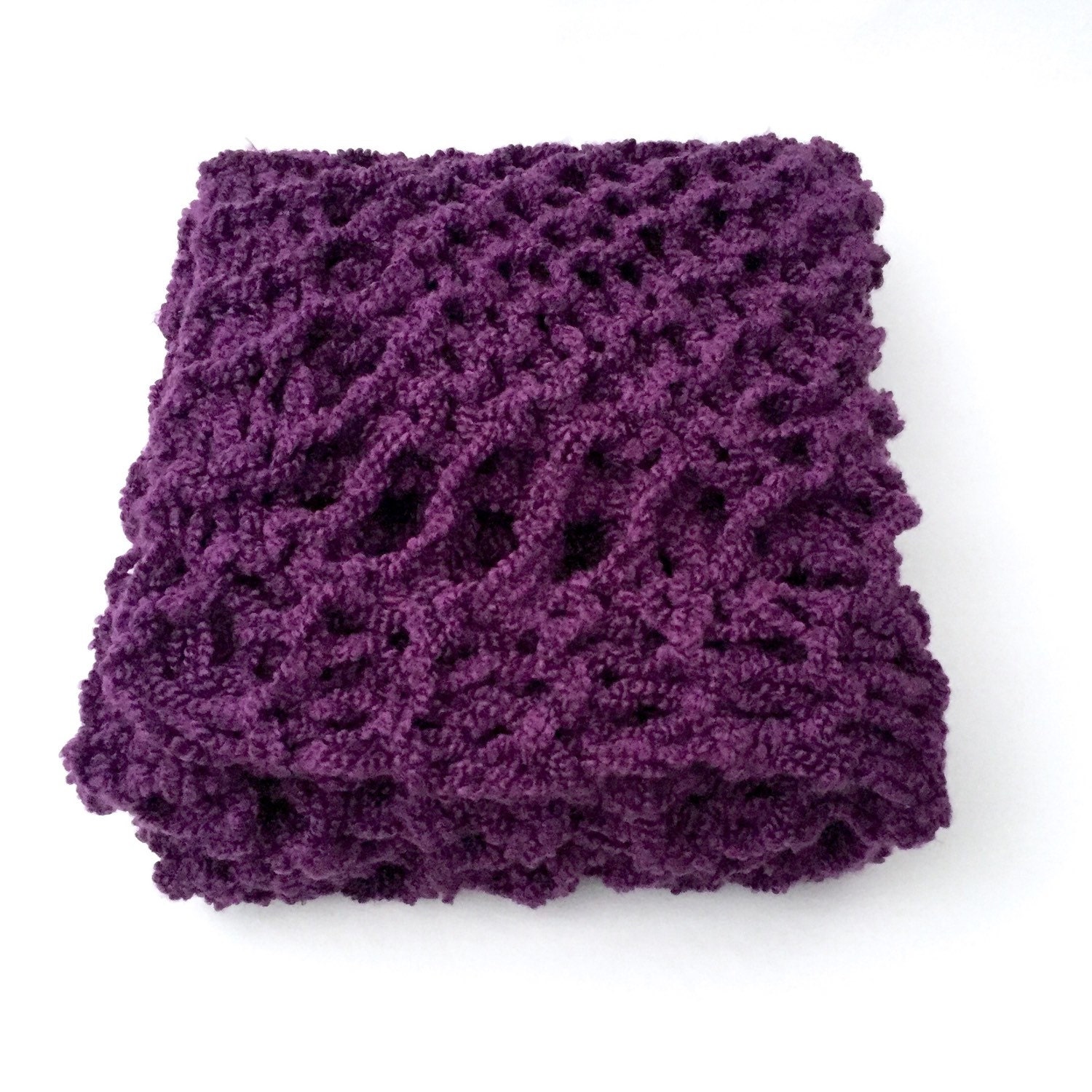 Small chunky purple throw blanket