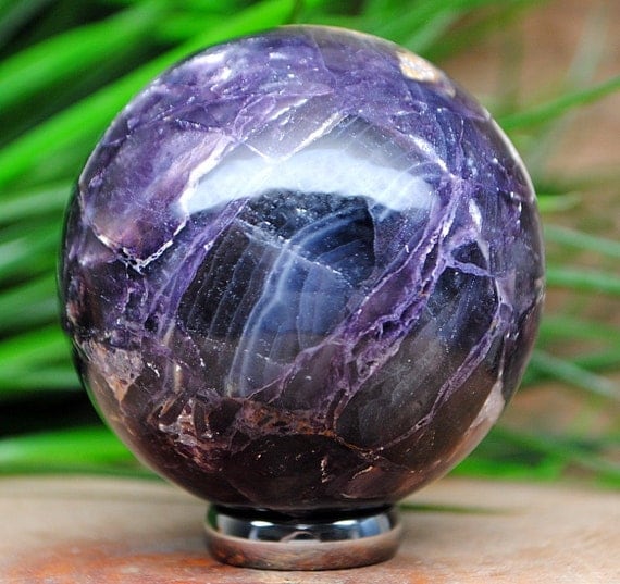 Purple Fluorite Stone Crystal Sphere Ball by peoplecrystals