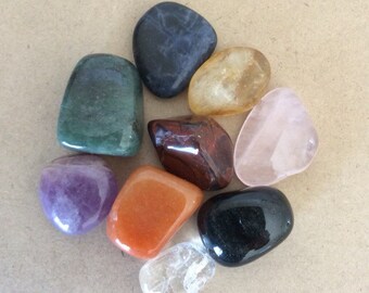 Chakra Stone kit - small stones - includes body placement chart & healing properties