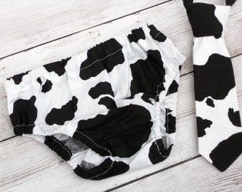 Cowboy 1st birthday outfit, farm 1st birthday boy outfit, cow print birthday, cow print tie and diaper cover, barnyard birthday outfit boy