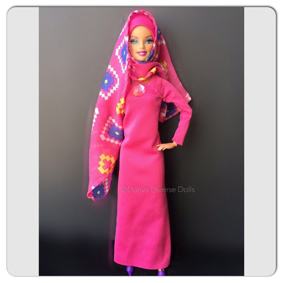Handmade modest Hijab Muslim Barbie Doll outfit comes with