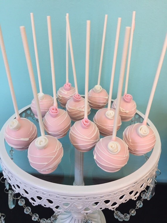 Pink and White Drizzled Cake Pops Il_570xn