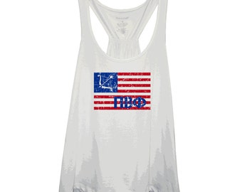 Pi Beta Phi Mascot USA Flag Flare Tank