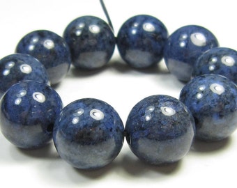 12mm Quality Denim Blue Dumortierite Round Bead - 10 beads - #SJ6199