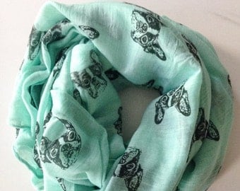 Mint Green French Bulldog Scarf, Frenchie Scarf, French Bulldog Clothing, Women Fashion Accessories, Gift Ideas For Her, Birthday