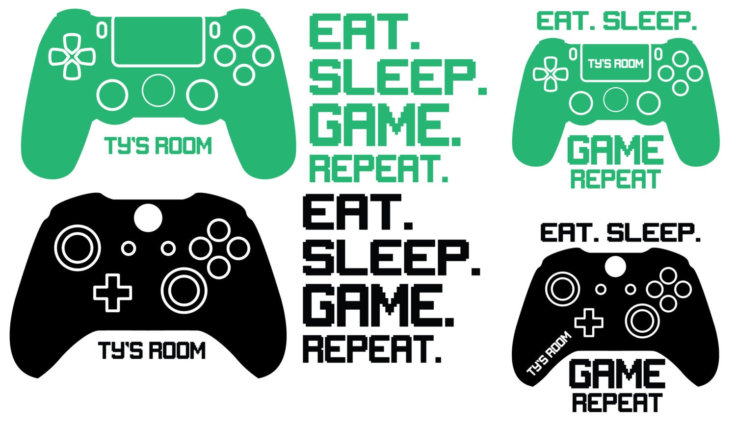 Eat Sleep Game Repeat Controllers Wall by TopClassPrintingShop