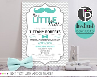 LITTLE MAN Baby Shower Invitation, Instant Download Baby Shower Invitation, Little Man Baby Shower, Baby Shower Boy Invitations, 0101