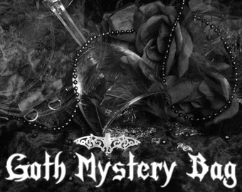 Goth Mystery Bag !!! Surprise Gothic Jewelry Grab Bag (Chokers, Wrist Cuffs, Baubles)