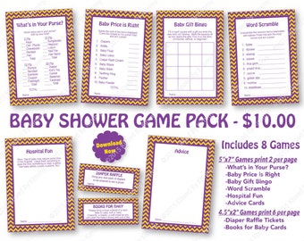 Pink Gray Baby Shower Game Pack 70% OFF PRINTABLE Girl