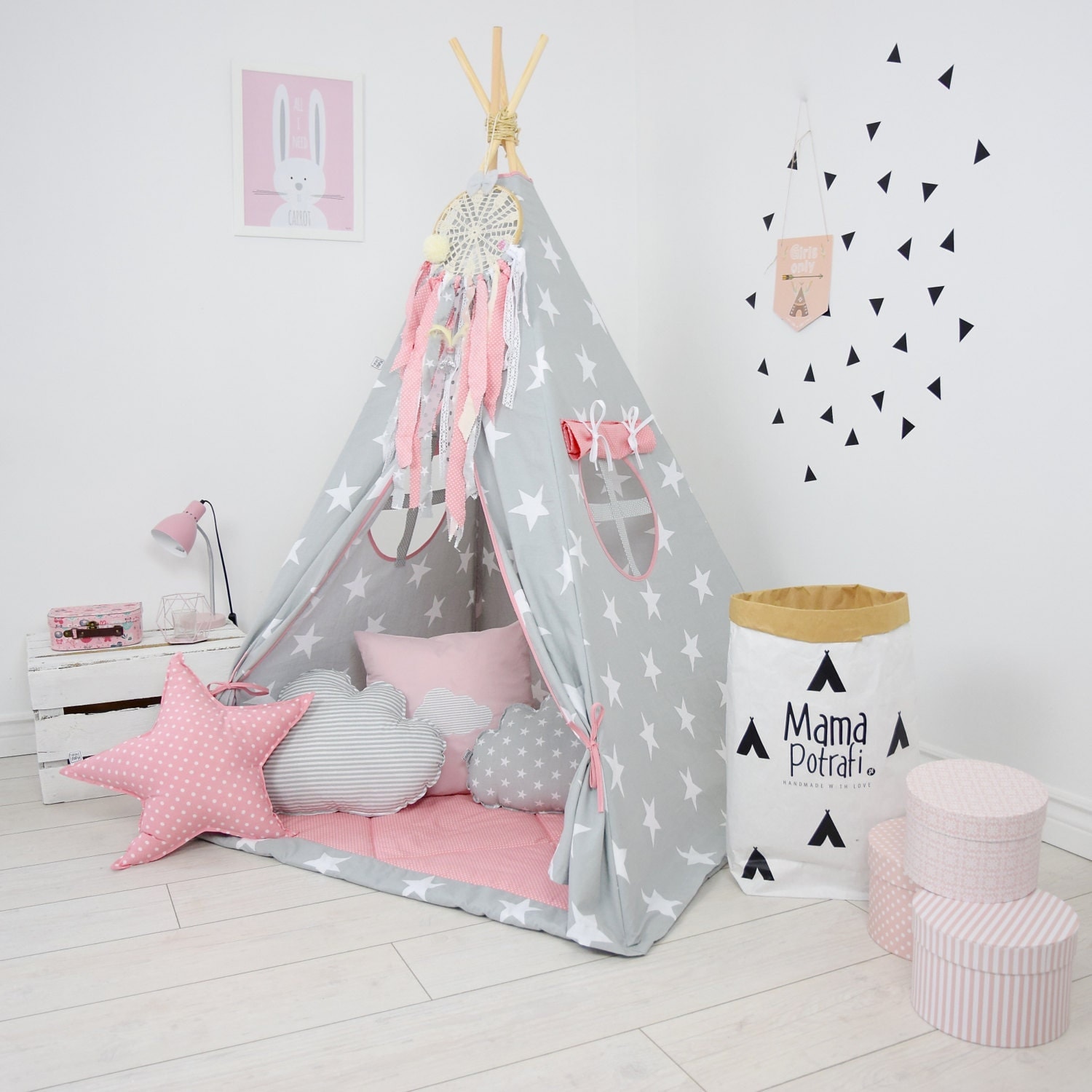 Teepee Set Kids Play Teepee Tent Tipi Kid Playhouse by MamaPotrafi