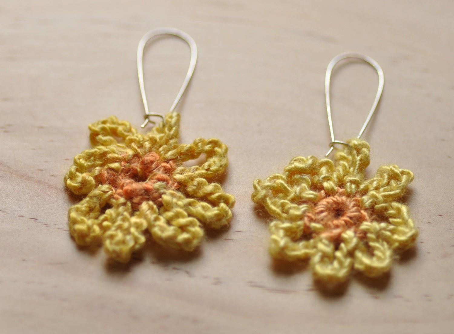 Crochet earrings handmade earrings Daisy by HeadCred on Etsy